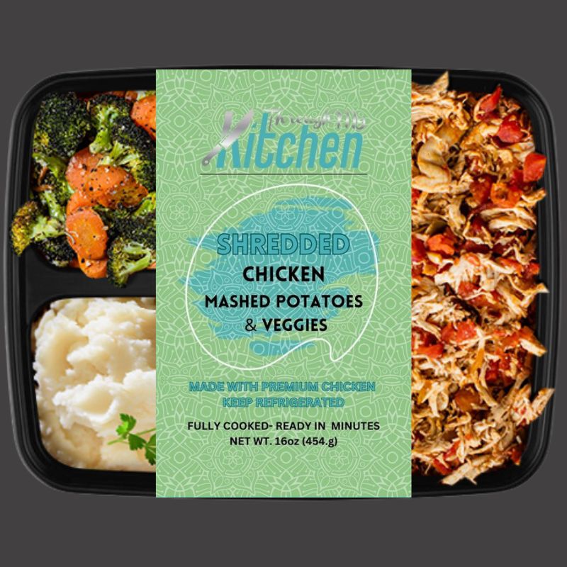 Shredded chicken , mashed potatoes, with veggies Made with premium chicken. Fully cooked. Ready in minutes