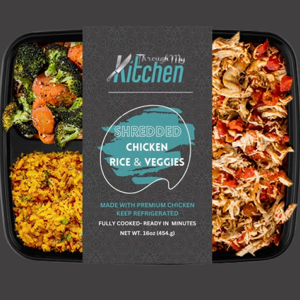 Shredded Chicken Yellow Rice & Veggies made fresh daily made with Premium Chicken